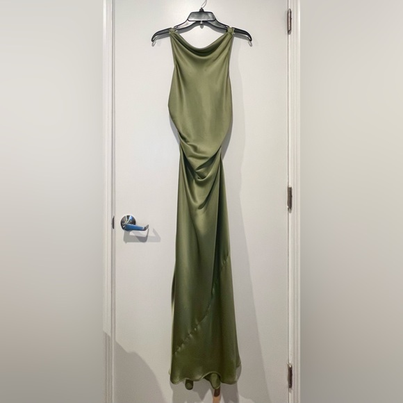 Reformation Casette Silk Dress, Artichoke 8, Occasion Wedding - Picture 7 of 9